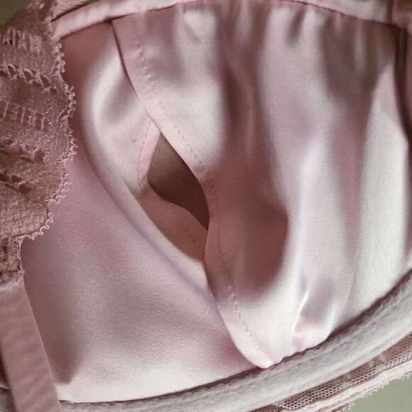 victoria's secret lined plunge bra pink lace removable pads size 34C - Picture 3 of 7
